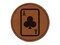 Playing Card Ace of Clubs Round Iron-On Engraved Faux Leather Patch Applique - 2.5 Inch